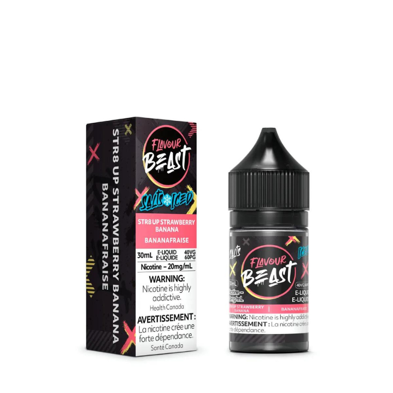 (1PC) Flavour Beast E-Liquid STR8 Up Strawberry Banana Iced 30ml 20mg (AB)