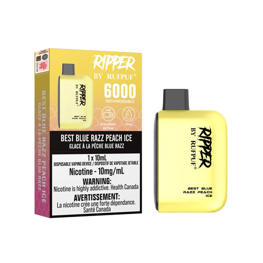 Rufpuf Ripper 6000 Best Blue Razz Peach Ice (10mg) (Excise Tax)