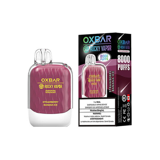 Oxbar 8000 puff Strawberry Banana Ice (Vape tax included)