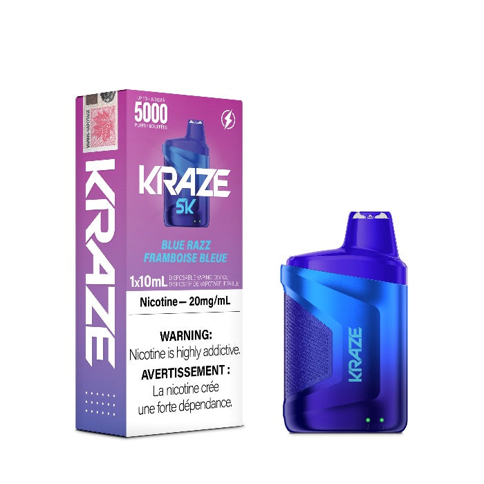 Kraze 5000 Disposable - Blue Razz 20MG with Lanyard