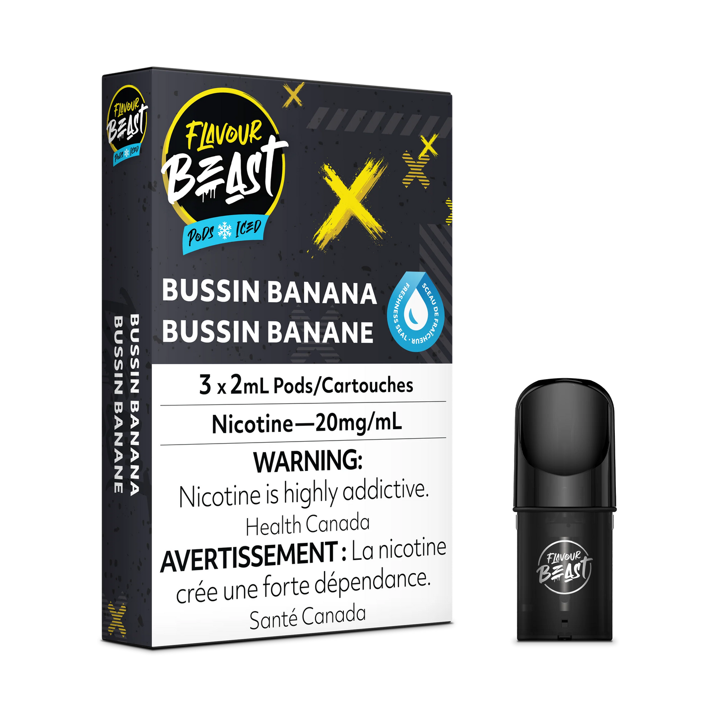 Flavour Beast Pods - Bussin Banana Iced (20mg/mL) (Vape tax included)