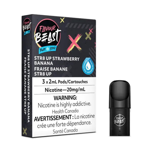 Flavour Beast Pods - STR8 Up Strawberry Banana Iced (20mg/mL) (Vape tax included)