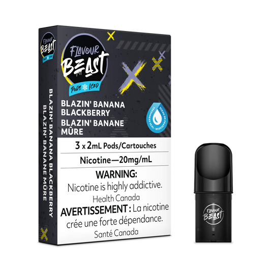 Flavour Beast Pods - Blazin’ Banana Blackberry Iced (20mg/mL) (Vape tax included)