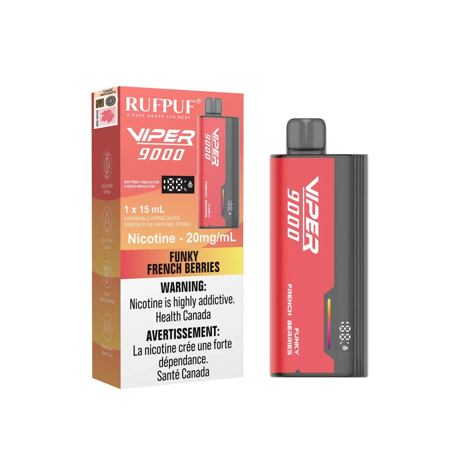 Rufpuf Viper 9000 Funky French Berries 20mg (Excise Tax)