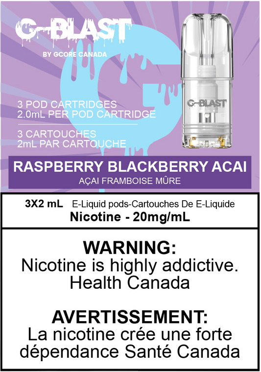 G-Blast Pods Raspberry BlackBerry Acai (20mg/mL) (Vape tax included)