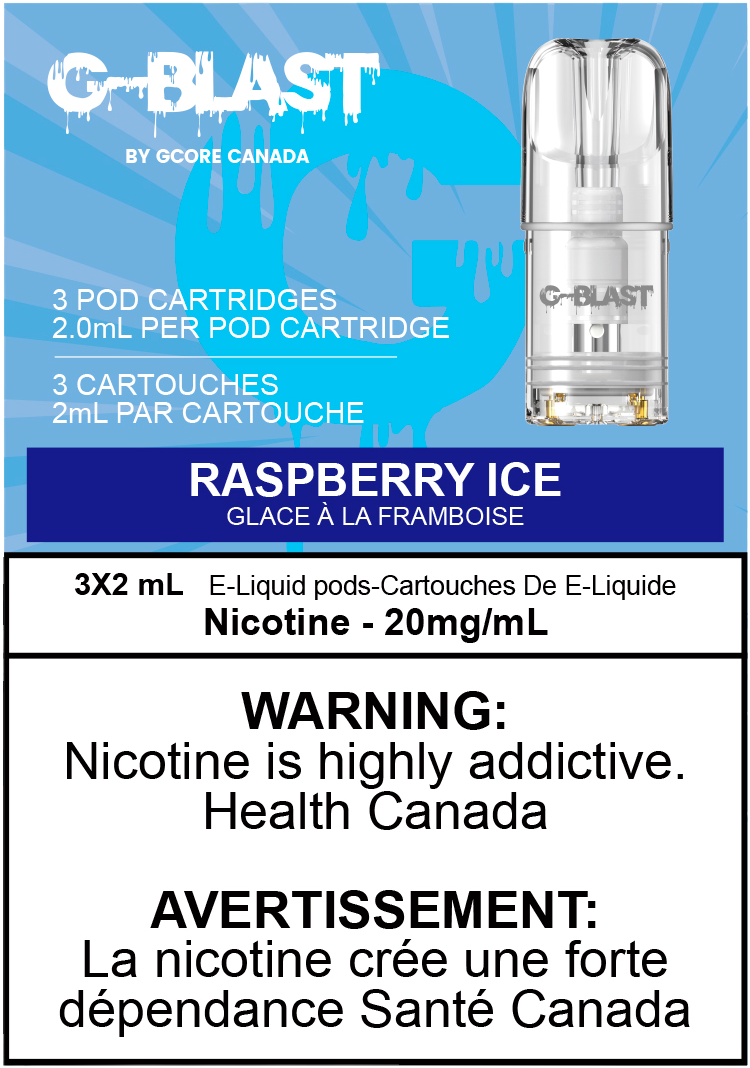 G-Blast Pods Raspberry Ice (20mg/mL) (Vape tax included) – Vape Stadium