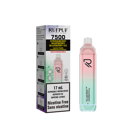 *Nicotine free* 7500 RUFPUF Strawberry Raspberry Blueberry Ice 0mg (Vape tax included)