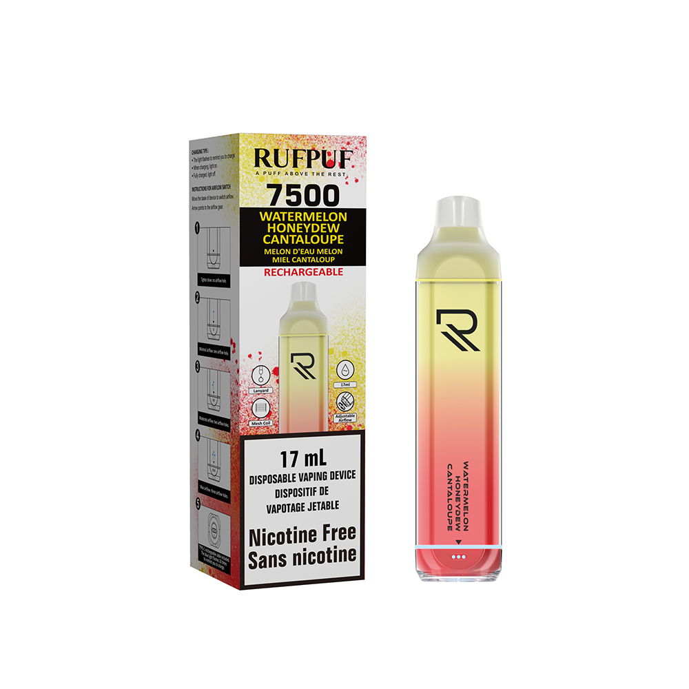 *Nicotine free* 7500 RUFPUF Watermelon Honeydew Cantaloupe 0mg (Vape tax included)